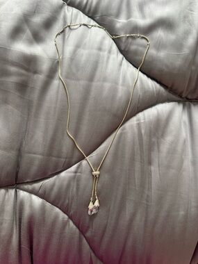 Kendra Scott Gold-Tone Lariat Necklace with Pink Crystal Drops